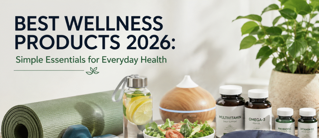Best wellness products for everyday health, featuring practical essentials for fitness, hydration, self-care, sleep, and comfort.